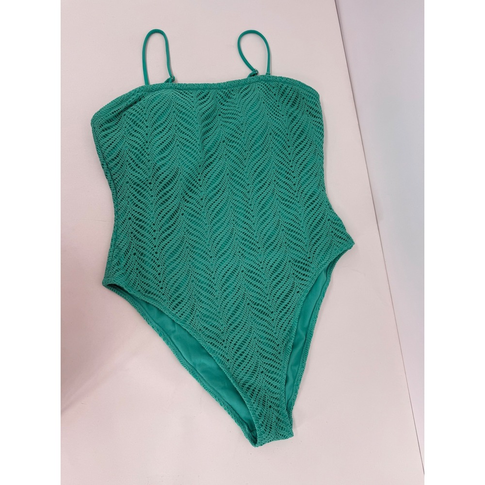 Altar'd State Swim Womens Sz XL Teal Green Crochet Lace One Piece Swimsuit